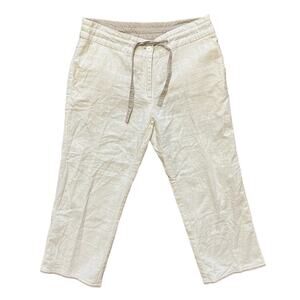 EARTH COLLECTION Linen Cotton Straight Leg Cropped Pants in Off White  SZ 10
